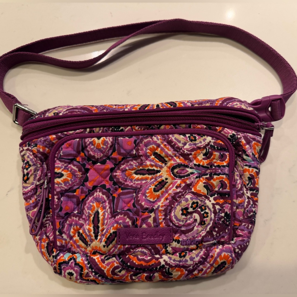 Vera Bradley Purple Orange Paisley Quilted Crossbody/fanny pack NWOT with RFID